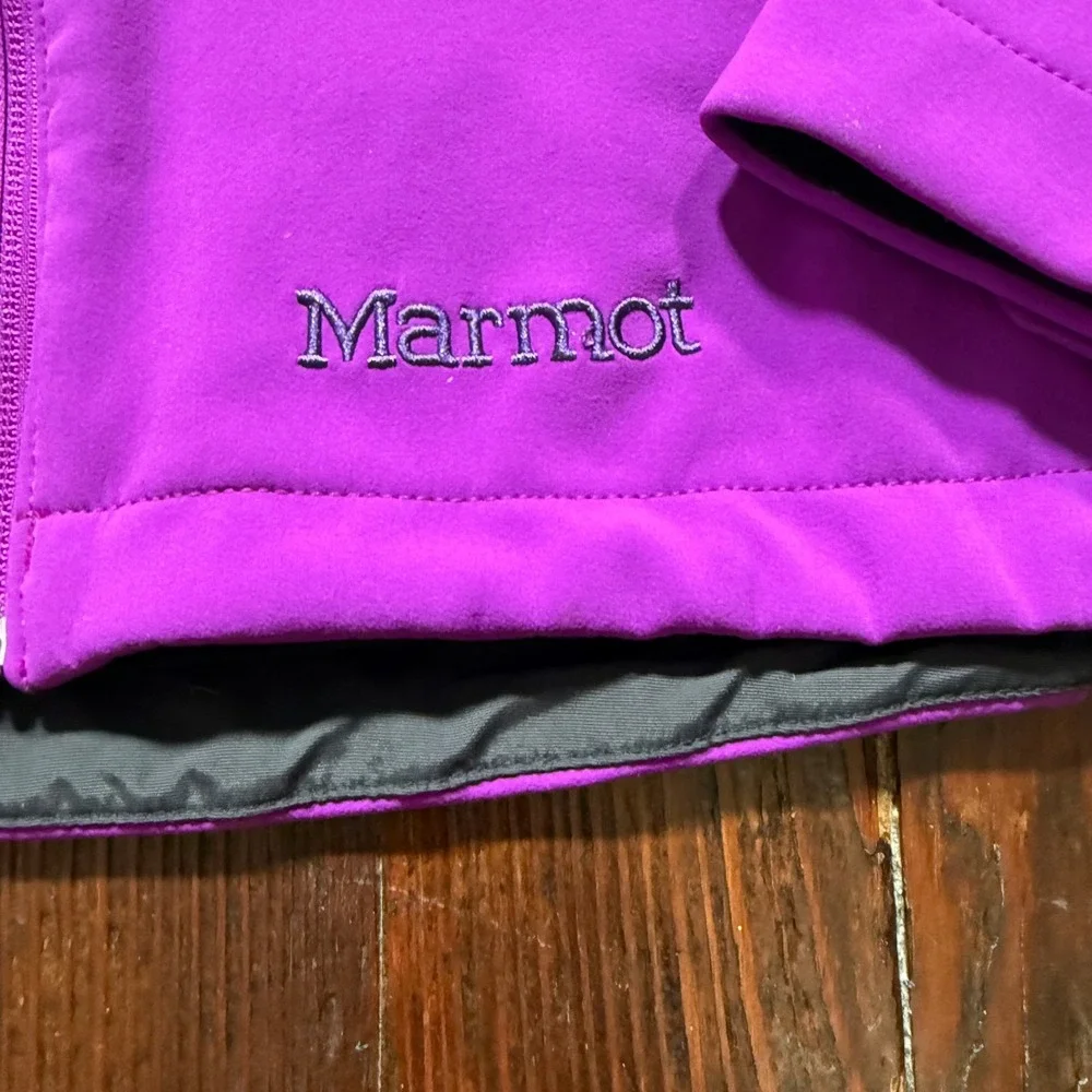 Marmot Jacket Womens Small Purple Soft Shell Midweight Lined Full Zip Gorp - EUC